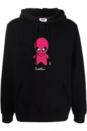 GCDS Cotton alien-patch drawstring hoodie