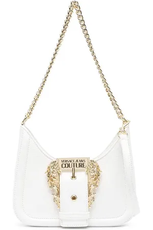 VERSACE Engraved-logo buckle shoulder bag