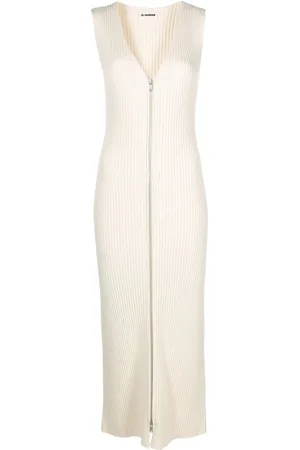 Jil Sander Zip-fastening ribbed-knit midi dress