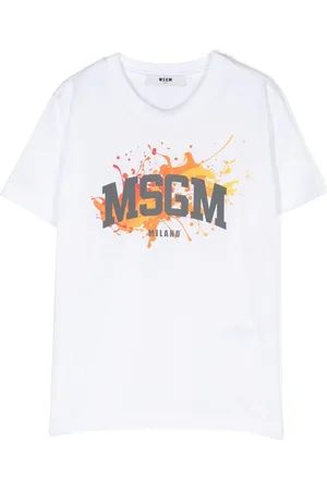 Msgm Paint-splatter logo-print T-shirt
