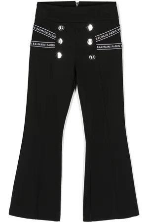 Balmain Logo-print strap flared leggings