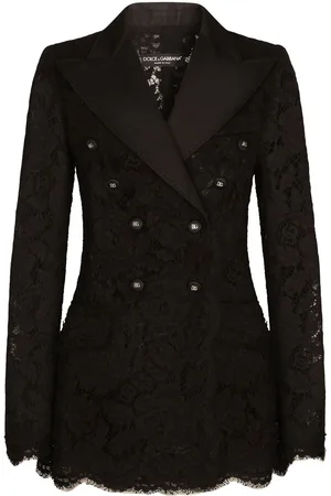 Dolce & Gabbana Turlington lace-detail double-breasted blazer