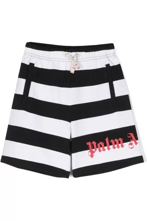Palm Angels Logo-print striped cotton shorts