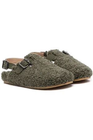 Il gufo Girls Slippers - Shearling-trim buckled slippers