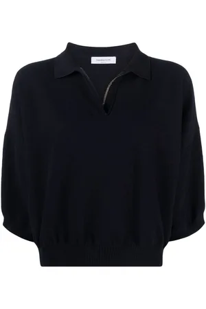 Fabiana Filippi Beaded knitted polo top
