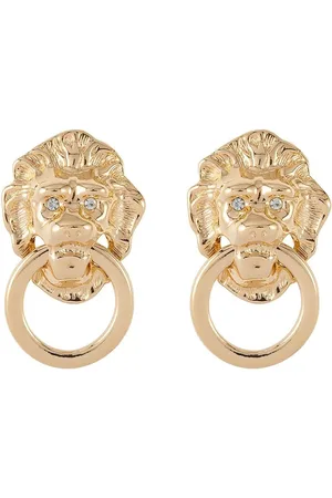 Kenneth Jay Lane 1990s lion head door-knock earrings