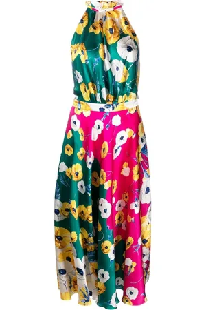 RAQUEL DINIZ Blossom-print halterneck dress