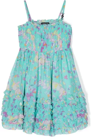 VERSACE Floral-print ruffled dress