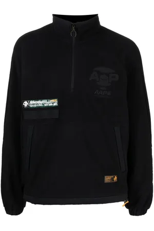 A Bathing Ape Logo-embroidered half-zip sweatshirt