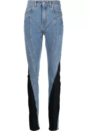 MUGLER Twist-panelled high-waist jeans
