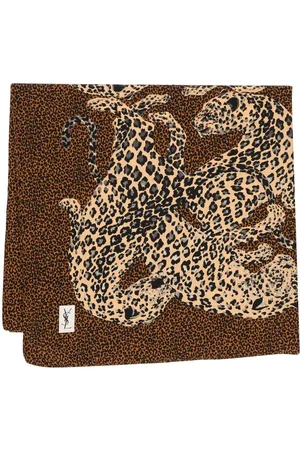 Saint Laurent 1980s large leopard print silk scarf