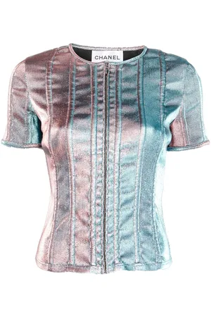 CHANEL 2010s lamé short-sleeved top