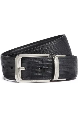 Ermenegildo Zegna Leather engraved logo belt