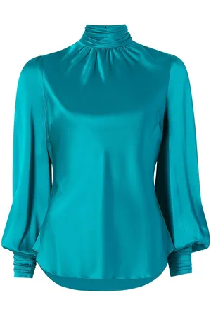 Cinq A Sept Jem high-neck long-sleeve silk blouse