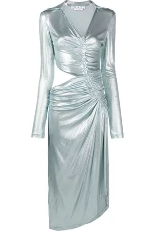 OFF-WHITE Metallic draped midi dress