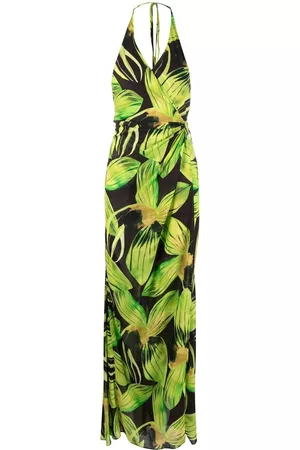 Louisa Ballou Floral-print halterneck dress