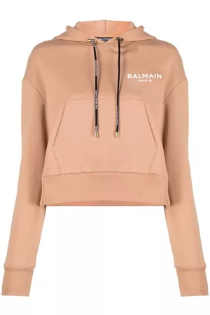 Balmain Logo-print cropped hoodie