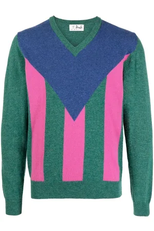 PRINGLE OF SCOTLAND Vertical-stripe V-neck jumper