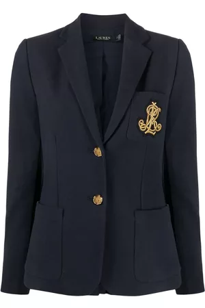 Ralph Lauren Women Blazers - Embroidered-logo single-breasted blazer