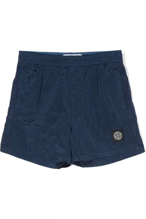 Stone Island Crinkled logo-patch shorts