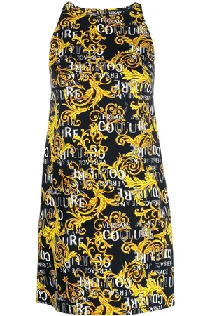 VERSACE Logo Couture-print sleeveless minidress
