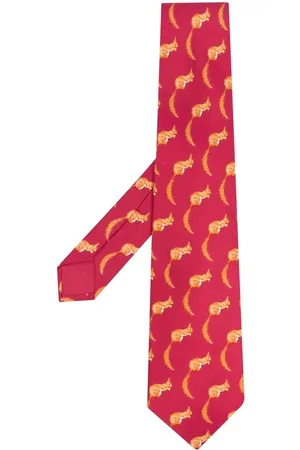 Hermès Men Neckties - 2000s pre-owned squirrel-print silk tie