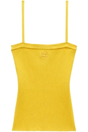 Courrèges Logo ribbed-knit top