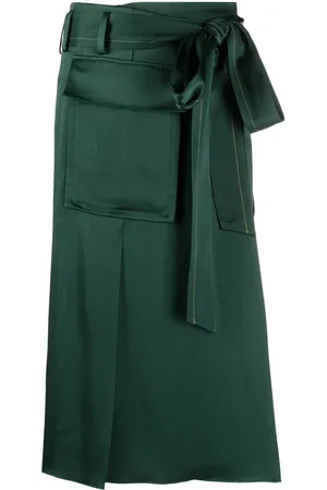 Victoria Beckham Patch-pocket satin midi skirt