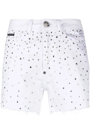 Philipp Plein Crystal-embellished denim shorts