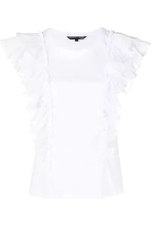 VERONICA BEARD Ruffle-detail cotton T-shirt