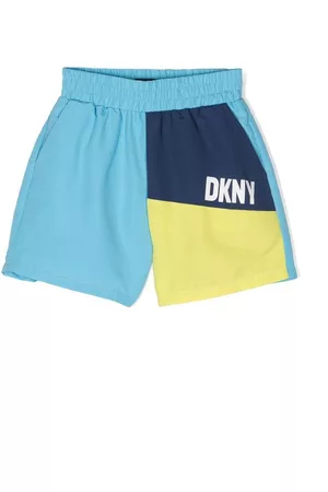 DKNY Colour-block logo-print swim shorts