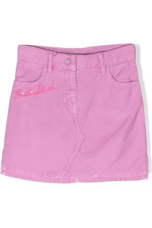 Billieblush Logo-embroidered denim skirt