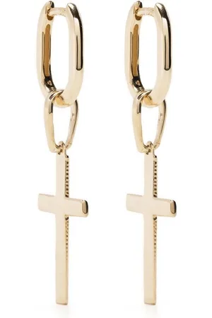 Ursa 9kt yellow cross hoop earring