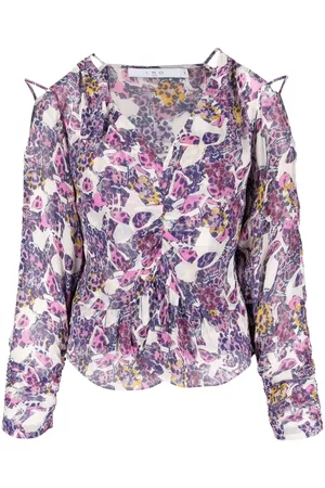IRO Graphic-print cold-shoulder blouse