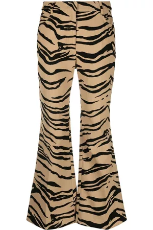 Stella McCartney Tiger-jacquard cropped flared trousers