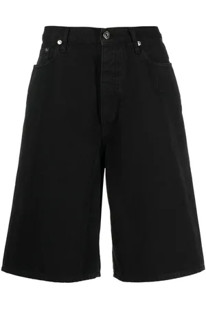 OFF-WHITE Logo-patch wide-leg denim shorts