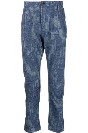 Ports V Distressed-effect tapered-leg trousers