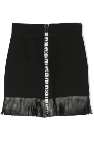 DKNY Fringed logo-trim skirt