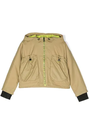 DKNY Logo-patch zip-up hooded jacket