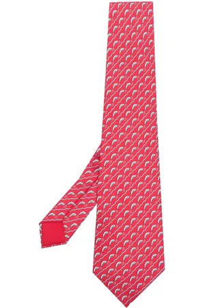 Hermès Men Accessories - 2000s pre-owned fish print silk necktie