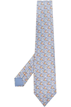 Hermès Men Accessories - 2000s pre-owned flying animals print silk necktie