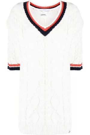 pushBUTTON Three-quarter sleeve cable-knit top