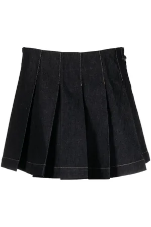 REMAIN Pleated denim mini skirt