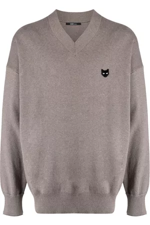 SONGZIO Panther-patch V-neck jumper
