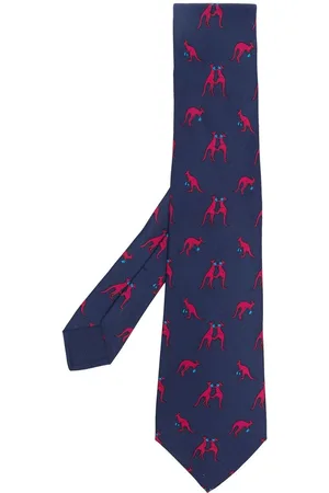 Hermès Men Accessories - 2000s pre-owned kangaroo print silk necktie