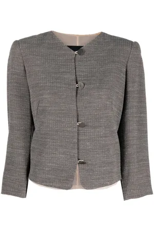 Giorgio Armani 2000s collarless buttoned jacket