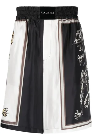 Roberto Cavalli Panther-print knee-length shorts