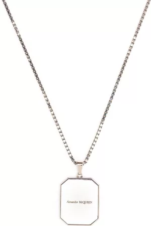 Alexander McQueen Logo-pendant box chain necklace