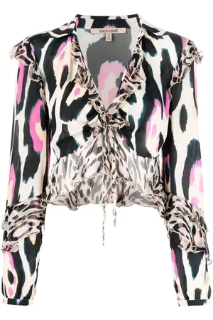Roberto Cavalli Printed frilled blouse