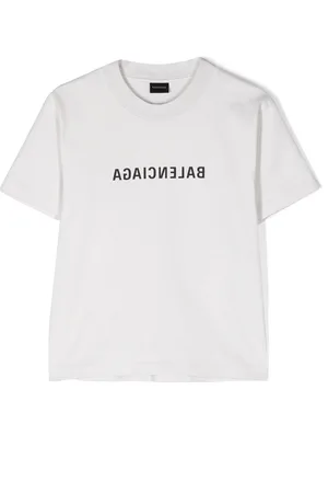 Balenciaga Girls Short Sleeve - Reversed-logo print cotton T-Shirt